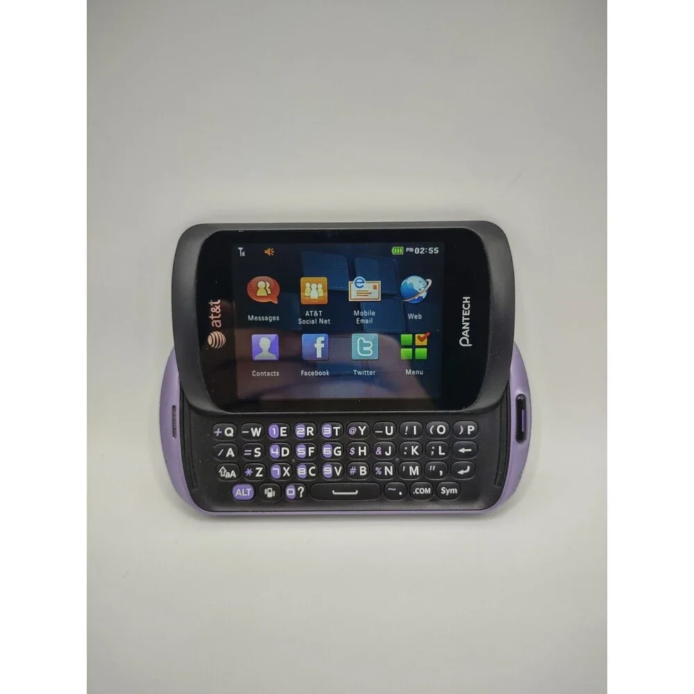 Pantech Swift P6020 Touch QWERTY Slide Purple Phone AT&T Lavender Frost